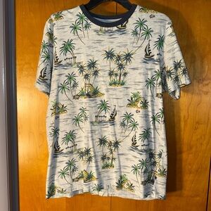 Free Planet Palm and Sailboat Print Shirt